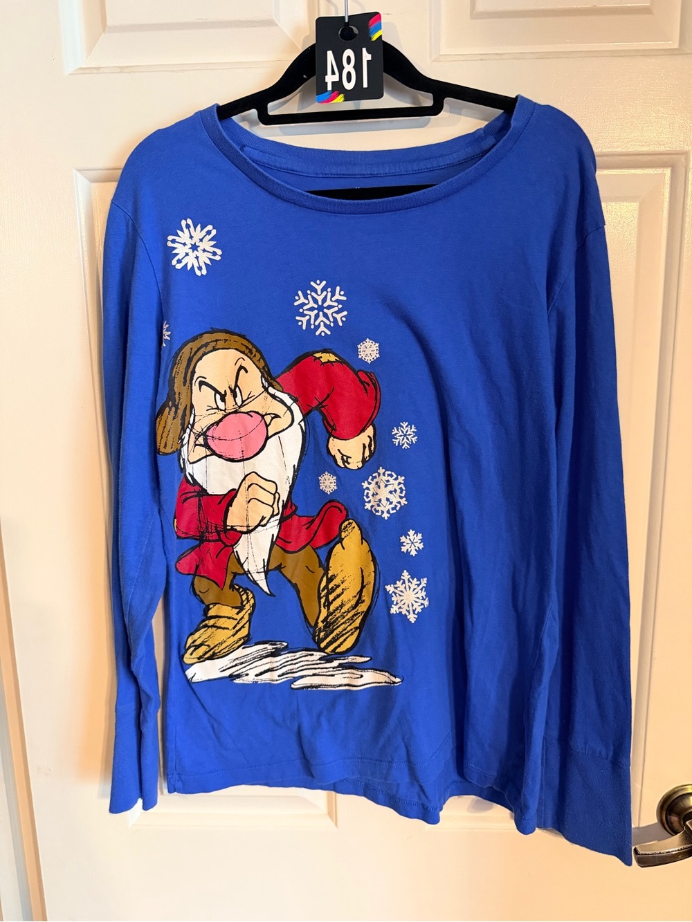 Disney Blue Long-Sleeve Grumpy Graphic Tee with Snowflakes